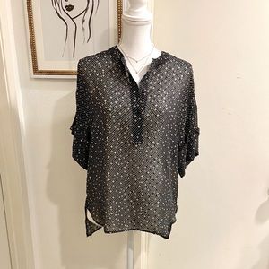 CAbi Sheer Swiss Dot Tunic Blouse